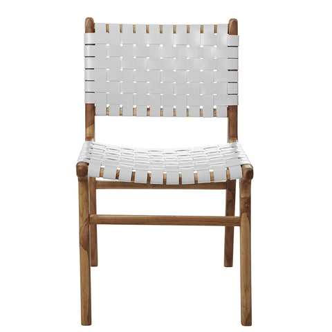 Grey Leather & Teak Lounge Chair