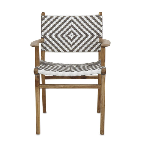 Diamond Weave Rattan & Teak Lounge Chair