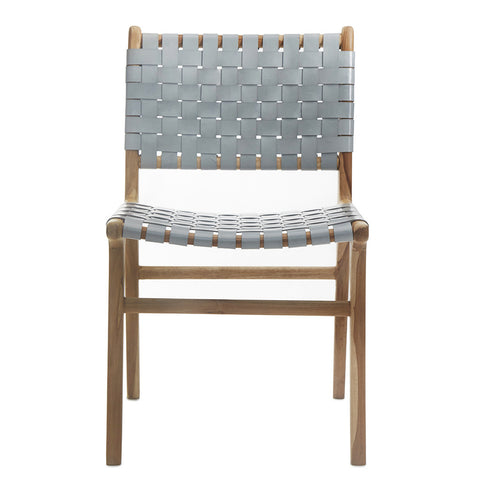 White Leather & Teak Lounge Chair