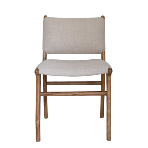 Blush Leather & Teak Lounge Chair